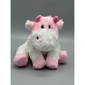 Evergreen Enterprises Pink White Cow Plush W/ Horns Stuffed Animal